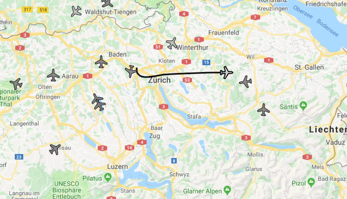 map with aircrafts in the region